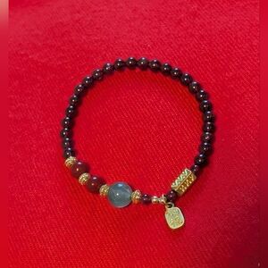 Chinese Gold and Purple Beaded Bracelet